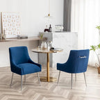 SEYNAR Modern Velvet Pleated Finish Back Dining Chair Set of 6 with Rear Handle