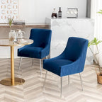 SEYNAR Modern Velvet Pleated Finish Back Dining Chair Set of 6 with Rear Handle