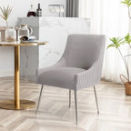 SEYNAR Modern Velvet Pleated Finish Back Dining Chair Set of 6 with Rear Handle