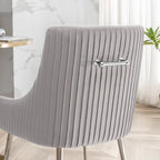 SEYNAR Modern Velvet Pleated Finish Back Dining Chair Set of 6 with Rear Handle