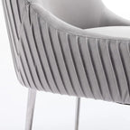 SEYNAR Modern Velvet Pleated Finish Back Dining Chair Set of 6 with Rear Handle