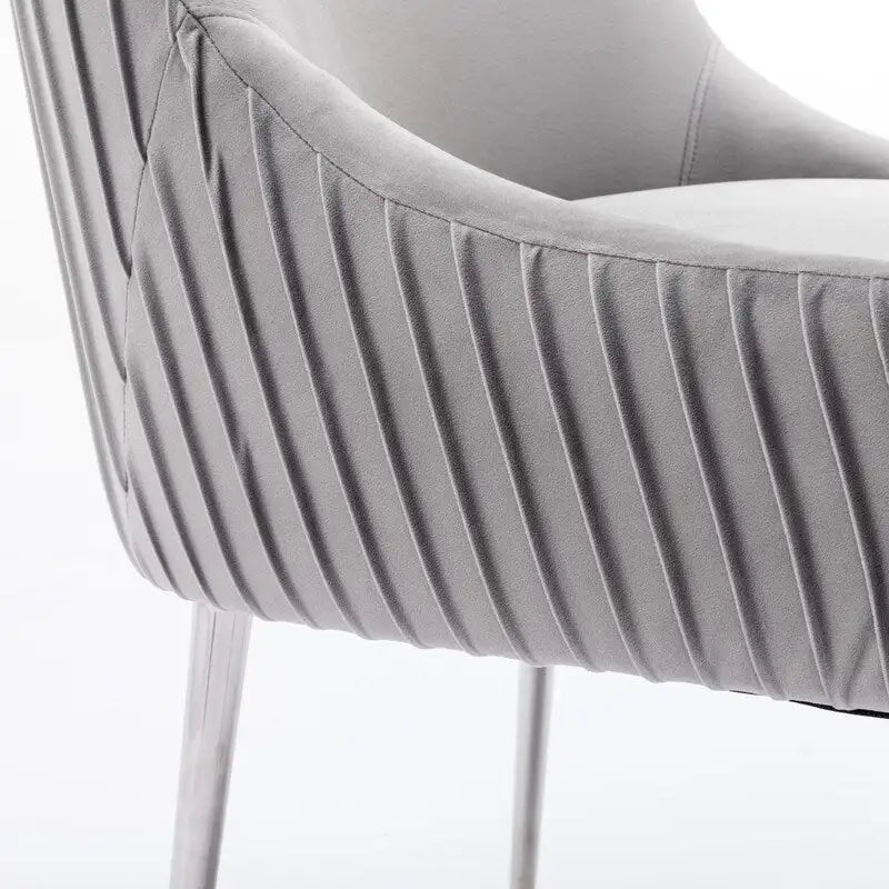 SEYNAR Modern Velvet Pleated Finish Back Dining Chair Set of 6 with Rear Handle