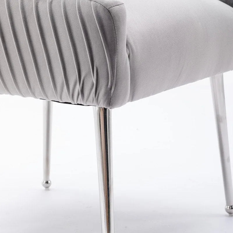 SEYNAR Modern Velvet Pleated Finish Back Dining Chair Set of 6 with Rear Handle