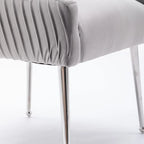 SEYNAR Modern Velvet Pleated Finish Back Dining Chair Set of 6 with Rear Handle