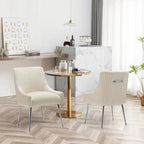 SEYNAR Modern Velvet Pleated Finish Back Dining Chair Set of 6 with Rear Handle