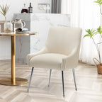 SEYNAR Modern Velvet Pleated Finish Back Dining Chair Set of 6 with Rear Handle