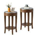 COSIEST 2-Tier Round Accent End Table with Shelf