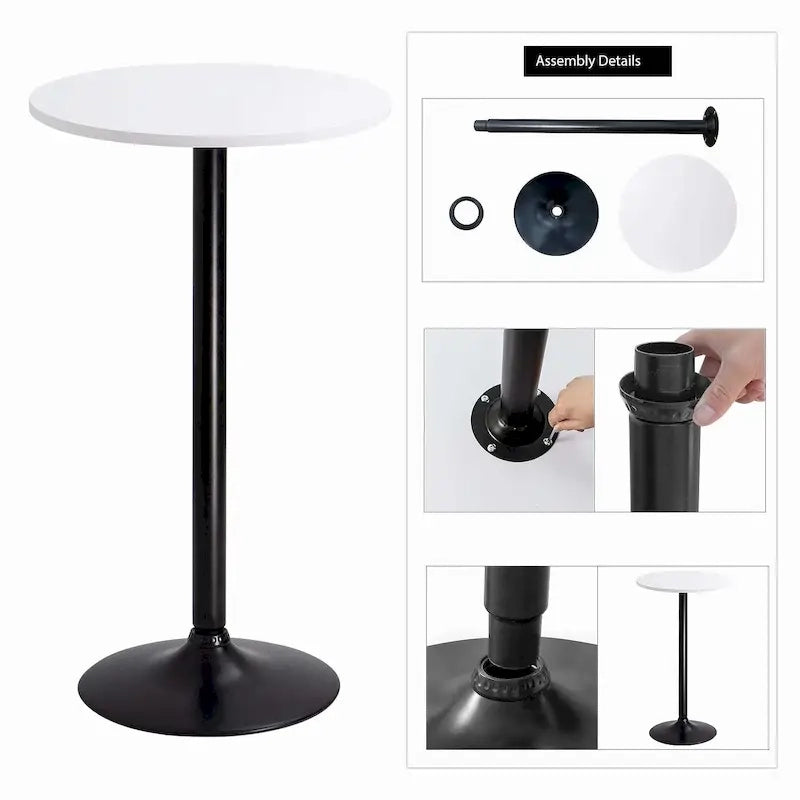 Homall Bistro Pub Table Round Bar Height Cocktail Table Metal Base MDF Top Obsidian Table with Black Leg 23.8inch Top - N/A