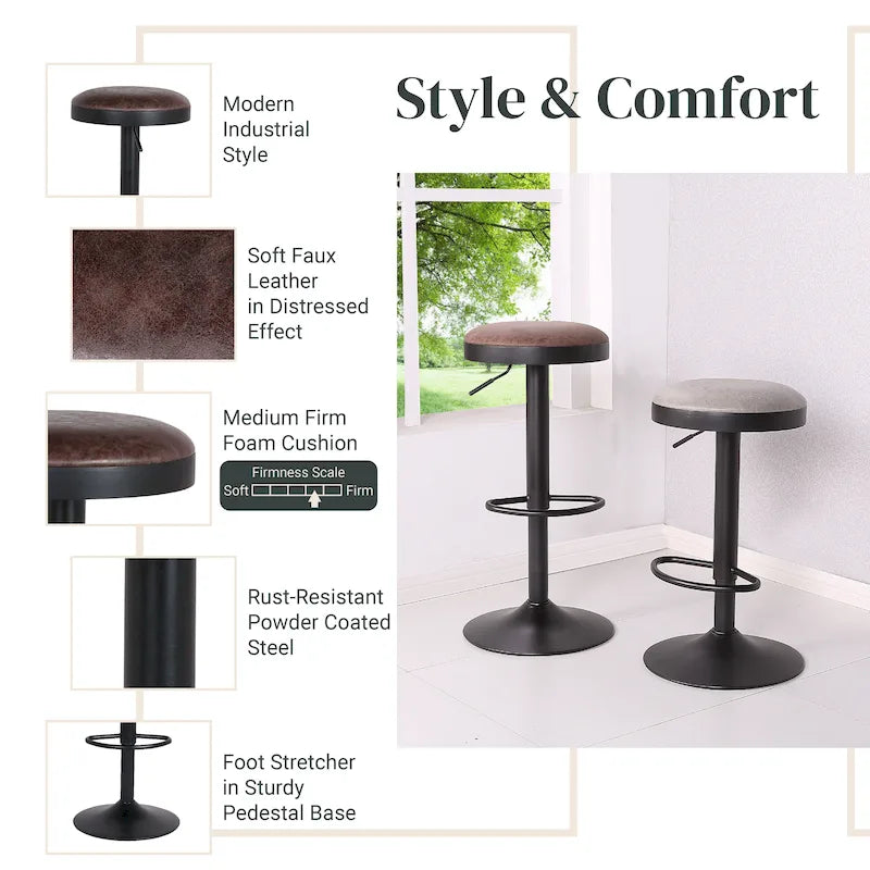 Juno Gaslift Backless Swivel Bar Stool,Set of 2