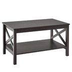 The Gray Barn Xanadu Hill X-frame Two-tier Coffee Table with Shelf