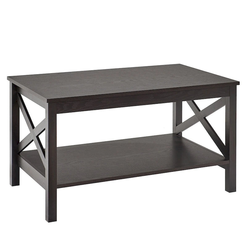 The Gray Barn Xanadu Hill X-frame Two-tier Coffee Table with Shelf