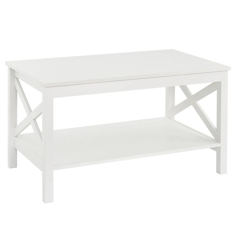 The Gray Barn Xanadu Hill X-frame Two-tier Coffee Table with Shelf
