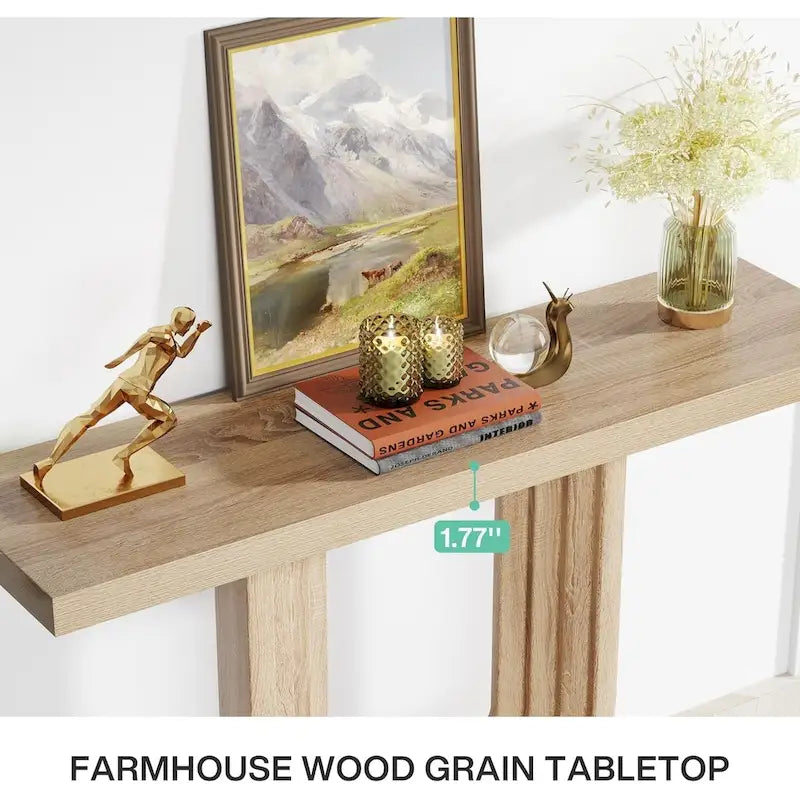 39 Wood Entryway Table with Geometric Base