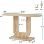 39 Wood Entryway Table with Geometric Base