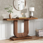 39 Wood Entryway Table with Geometric Base