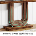 39 Wood Entryway Table with Geometric Base