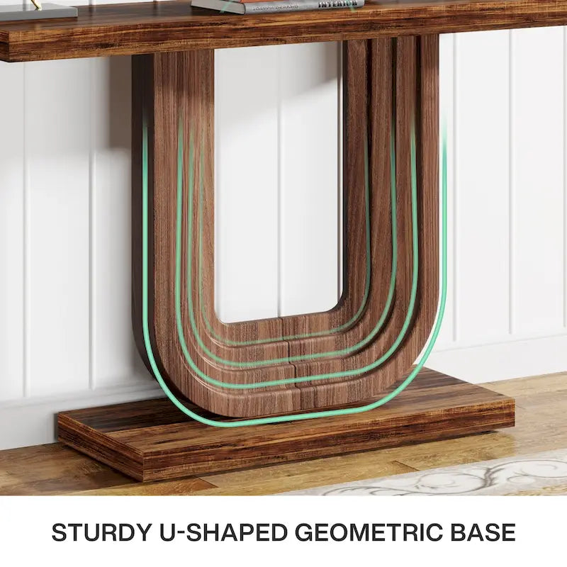 39 Wood Entryway Table with Geometric Base