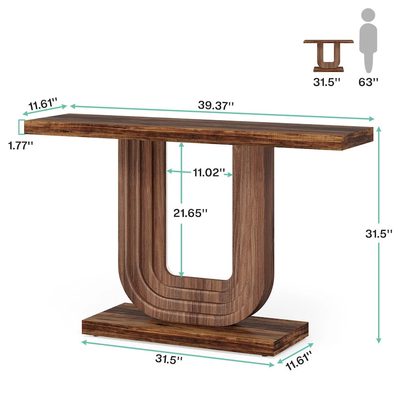 39 Wood Entryway Table with Geometric Base