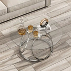 Myhozm Contemporary Glass Top Round Coffee Table