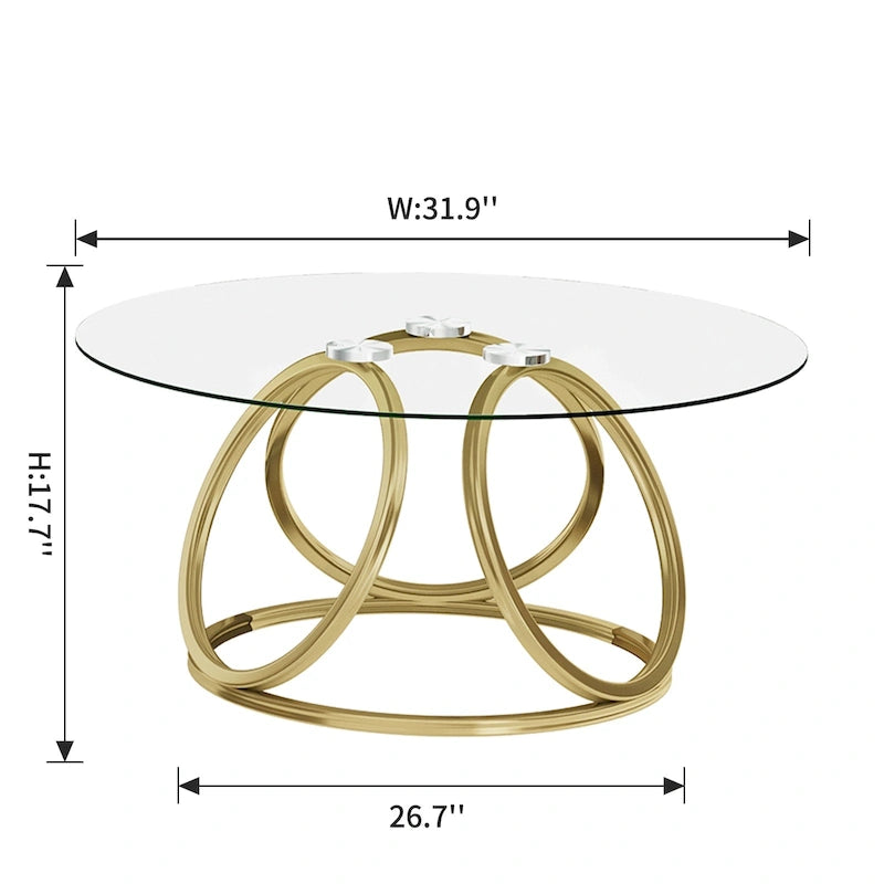 Myhozm Contemporary Glass Top Round Coffee Table
