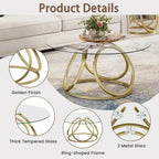 Myhozm Contemporary Glass Top Round Coffee Table