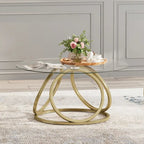 Myhozm Contemporary Glass Top Round Coffee Table