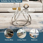 Myhozm Contemporary Glass Top Round Coffee Table