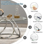 Myhozm Contemporary Glass Top Round Coffee Table