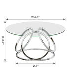 Myhozm Contemporary Glass Top Round Coffee Table