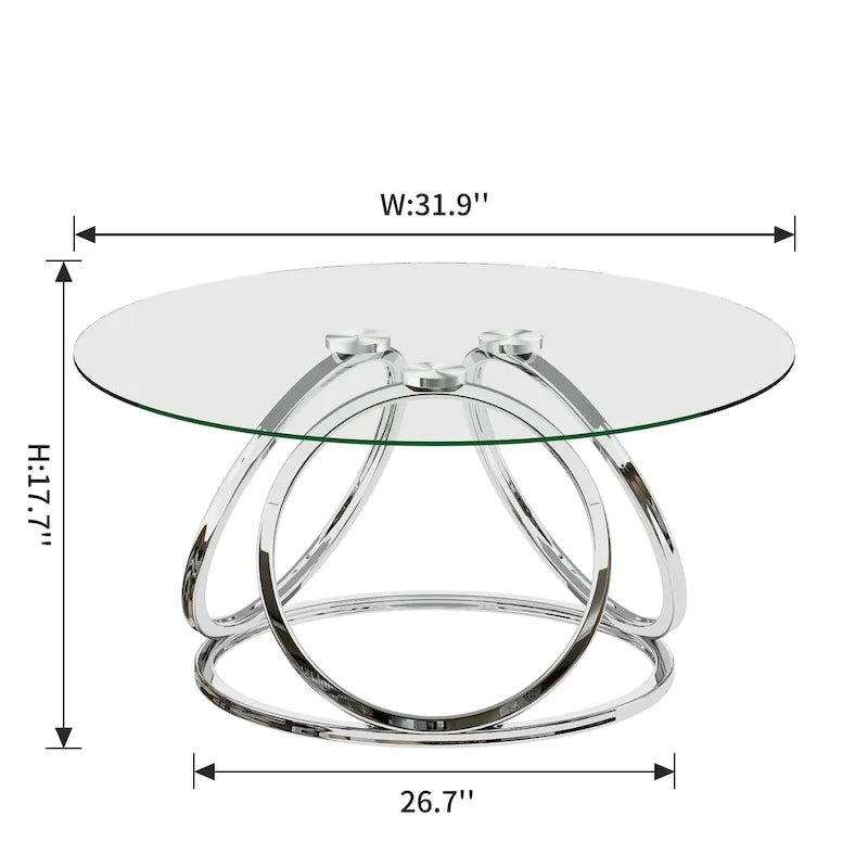 Myhozm Contemporary Glass Top Round Coffee Table