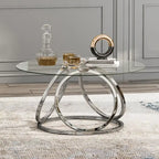 Myhozm Contemporary Glass Top Round Coffee Table