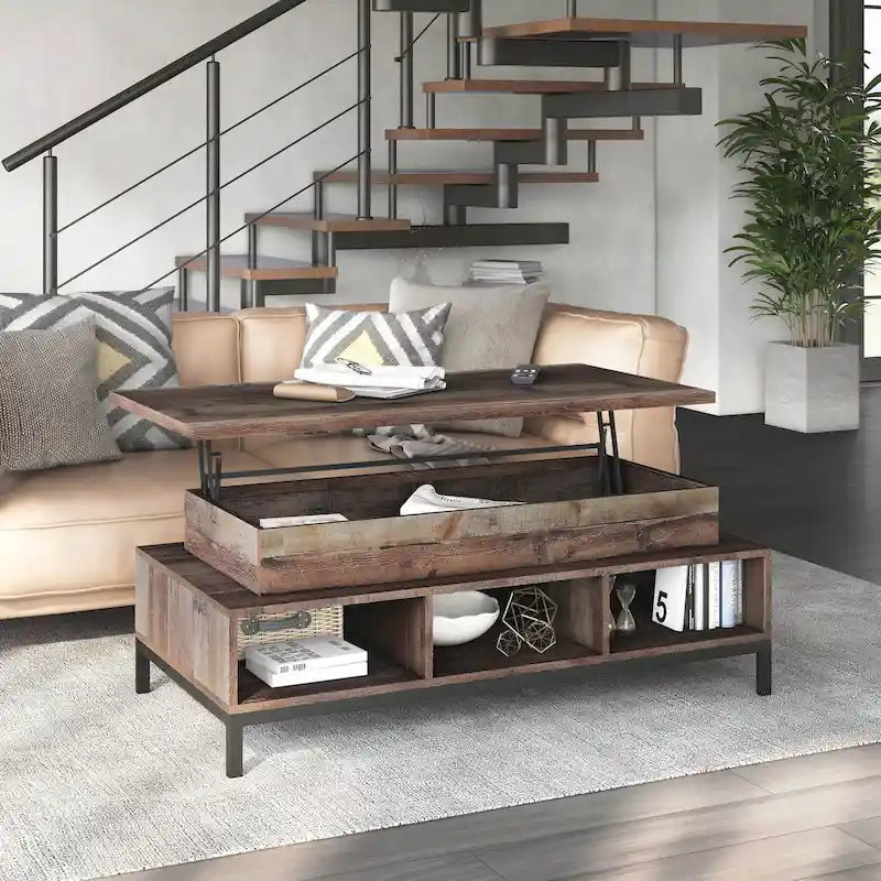 DH BASIC Rustic 47-inch Lift-Top Coffee Table with Storage