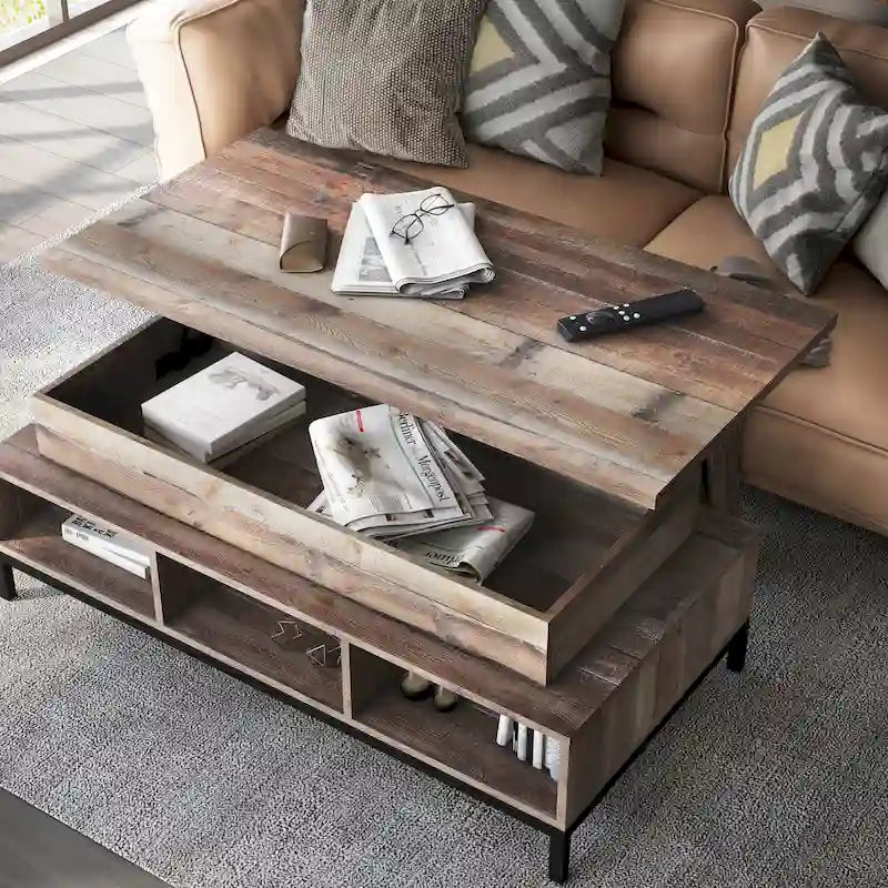 DH BASIC Rustic 47-inch Lift-Top Coffee Table with Storage