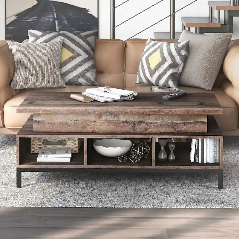DH BASIC Rustic 47-inch Lift-Top Coffee Table with Storage