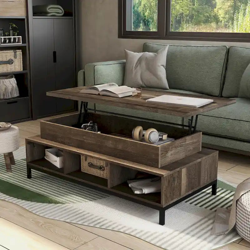 DH BASIC Rustic 47-inch Lift-Top Coffee Table with Storage