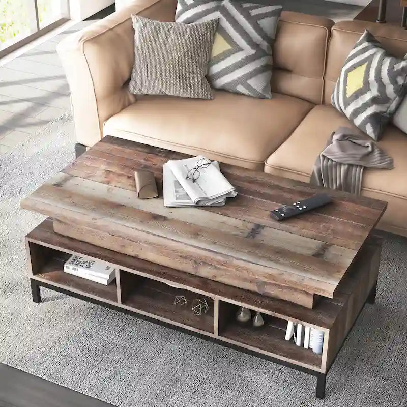 DH BASIC Rustic 47-inch Lift-Top Coffee Table with Storage