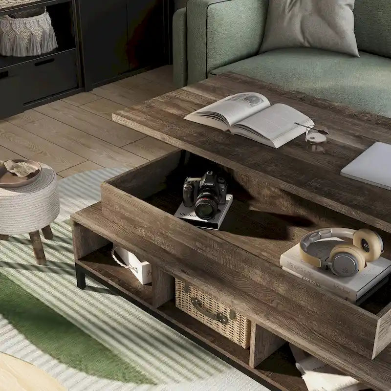 DH BASIC Rustic 47-inch Lift-Top Coffee Table with Storage