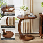 Round End Table, Wood C-Shaped Side Table, Vintage Couch Side Table