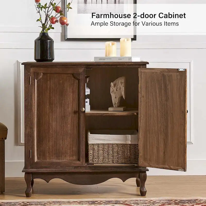 Pallantium 34Tall-2 Door Farmhouse Style Accent Cabinet by HULALA HOME