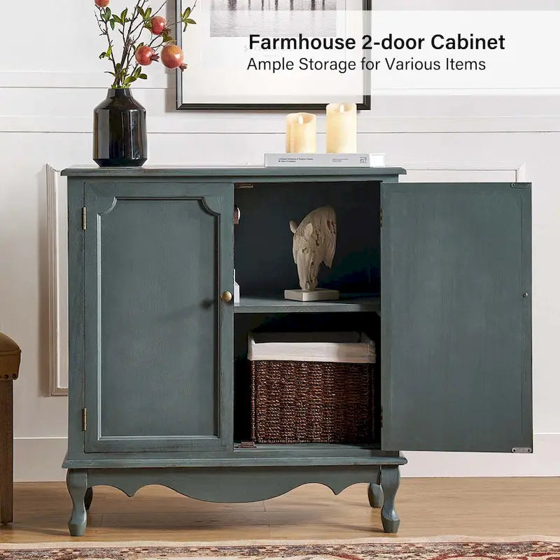 Pallantium 34Tall-2 Door Farmhouse Style Accent Cabinet by HULALA HOME
