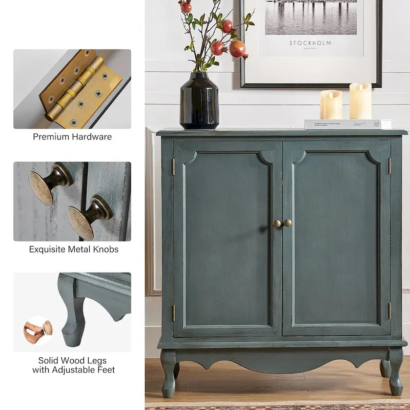 Pallantium 34Tall-2 Door Farmhouse Style Accent Cabinet by HULALA HOME