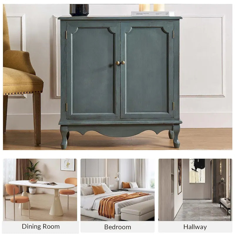 Pallantium 34Tall-2 Door Farmhouse Style Accent Cabinet by HULALA HOME