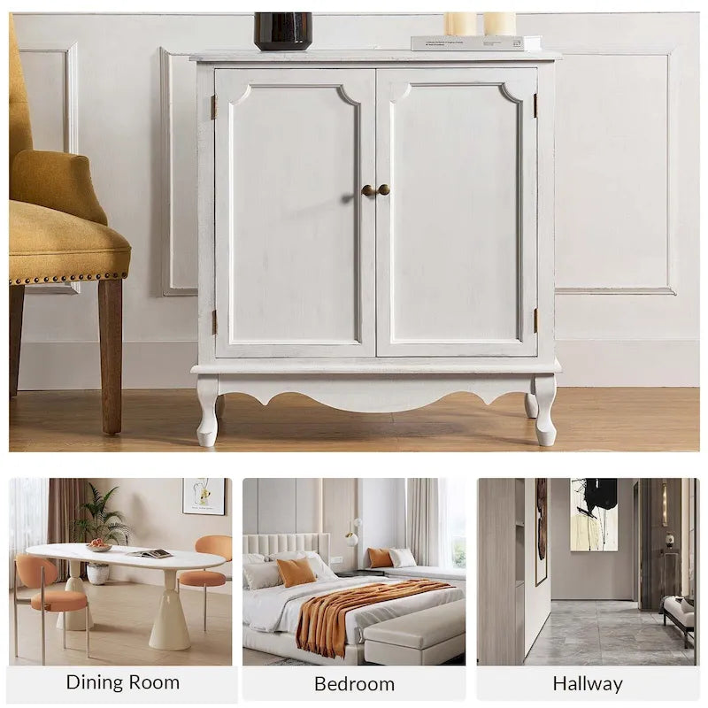 Pallantium 34Tall-2 Door Farmhouse Style Accent Cabinet by HULALA HOME