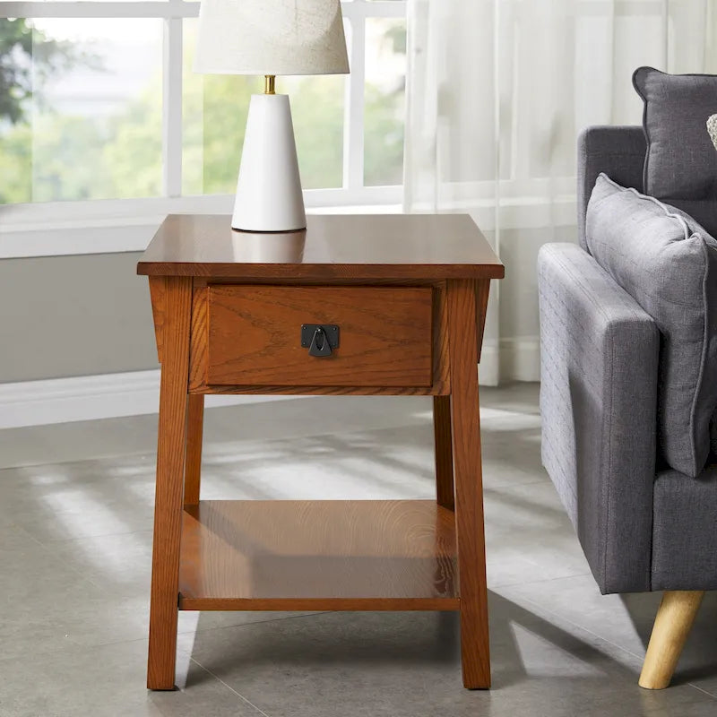 Leick Home Solid Wood Mission End Table with Drawer