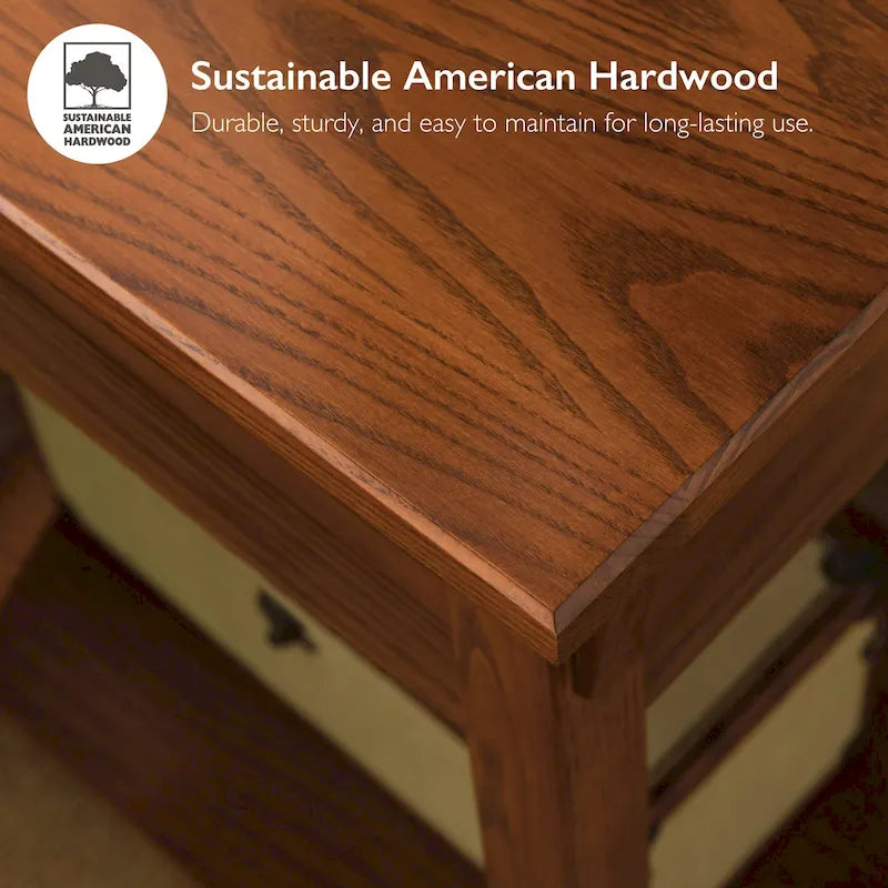 Leick Home Solid Wood Mission End Table with Drawer