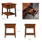 Leick Home Solid Wood Mission End Table with Drawer