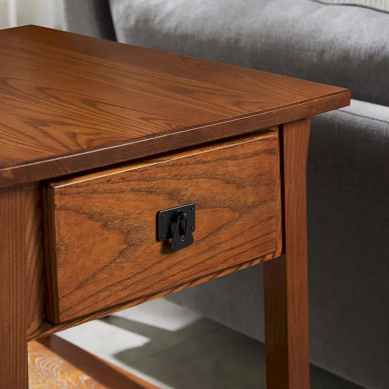 Leick Home Solid Wood Mission End Table with Drawer