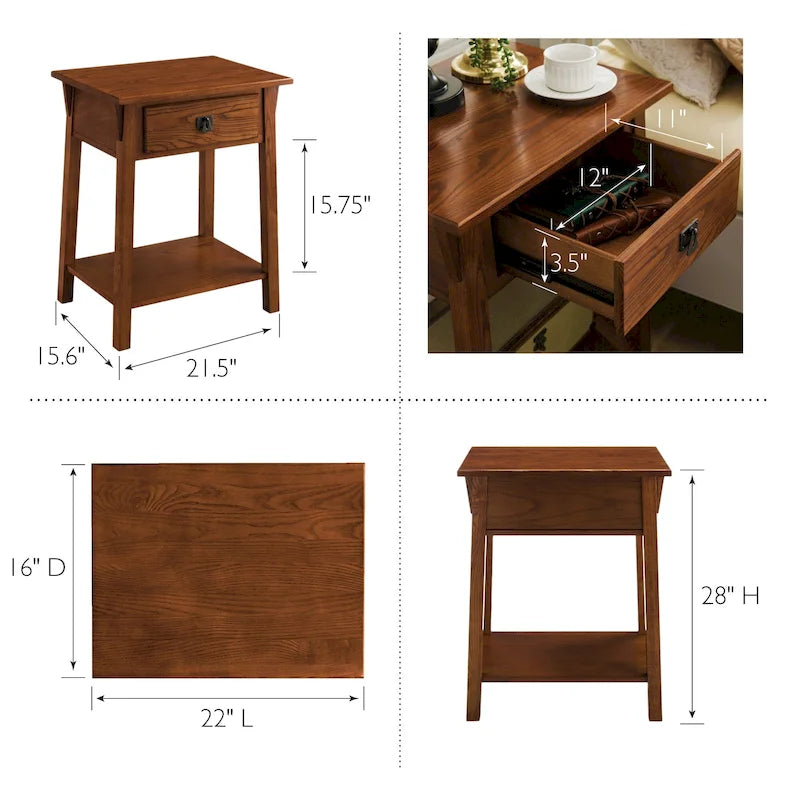 Leick Home Solid Wood Mission End Table with Drawer