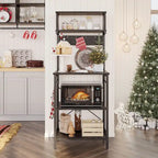 60 Inch Kitchen Baker's Rack with Hutch 8 Side Hooks