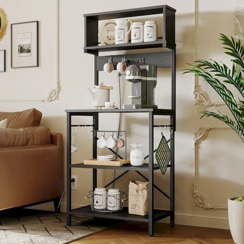 60 Inch Kitchen Baker's Rack with Hutch 8 Side Hooks